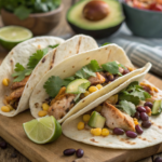 Chili Lime Chicken Tacos: Zesty, Flavorful, and Easy (2025) 4 Chili lime chicken tacos filled with sliced marinated chicken, corn, black beans, avocado, and fresh cilantro in soft tortillas.