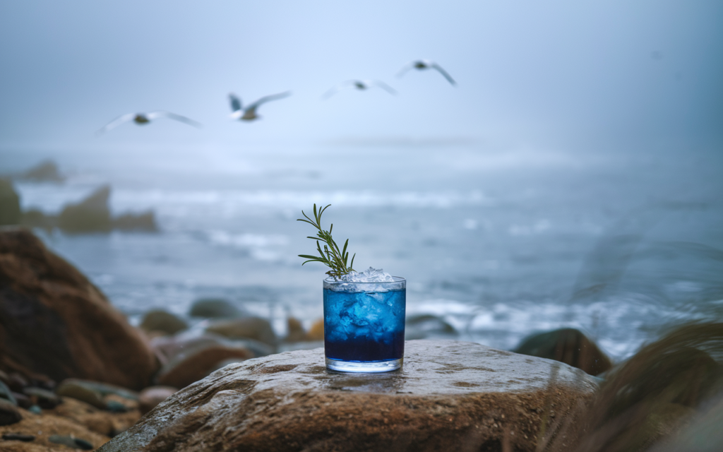 Blue Eeyore Punch in a clear glass bowl with lemon and lime slices, perfect for themed parties