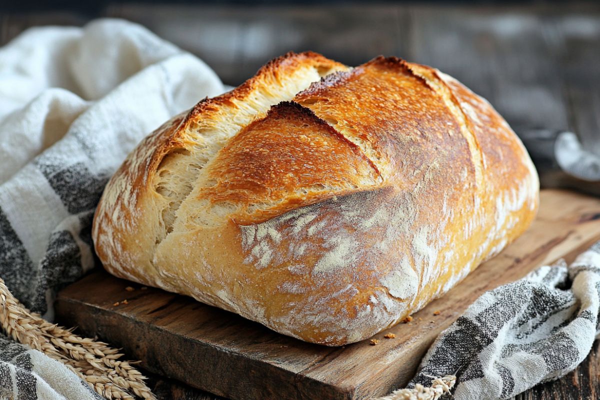 A loaf of sourdough bread highlighting its health benefits for digestion and weight management.