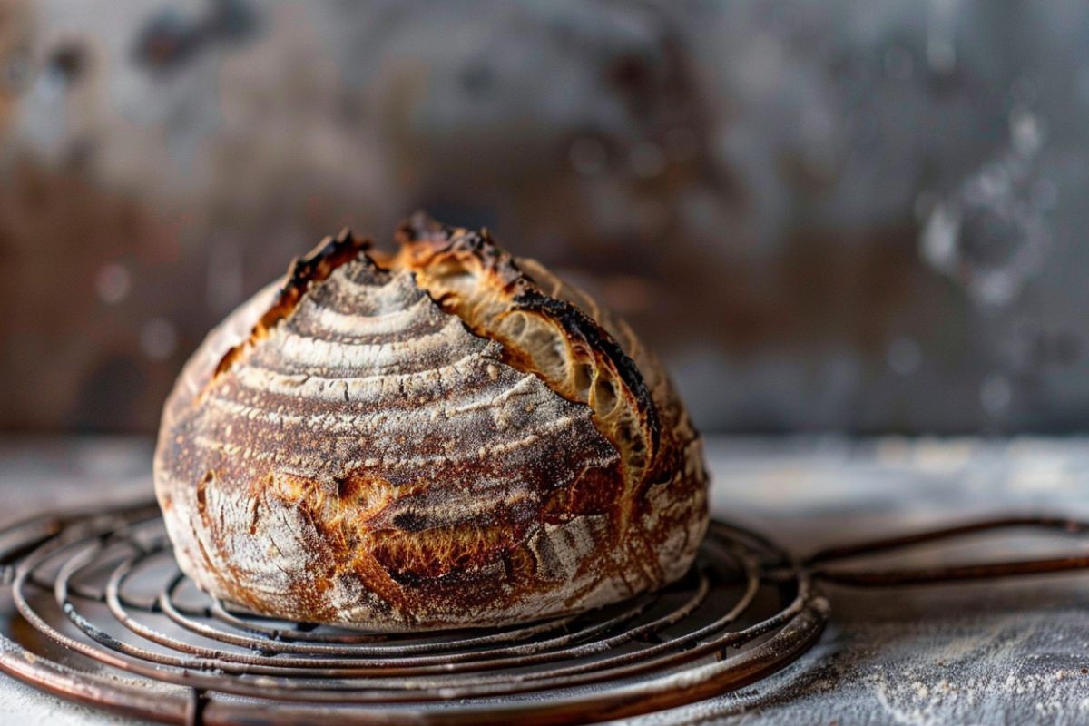 A jar of sourdough discard showing signs of aging with a faint layer of hooch on top