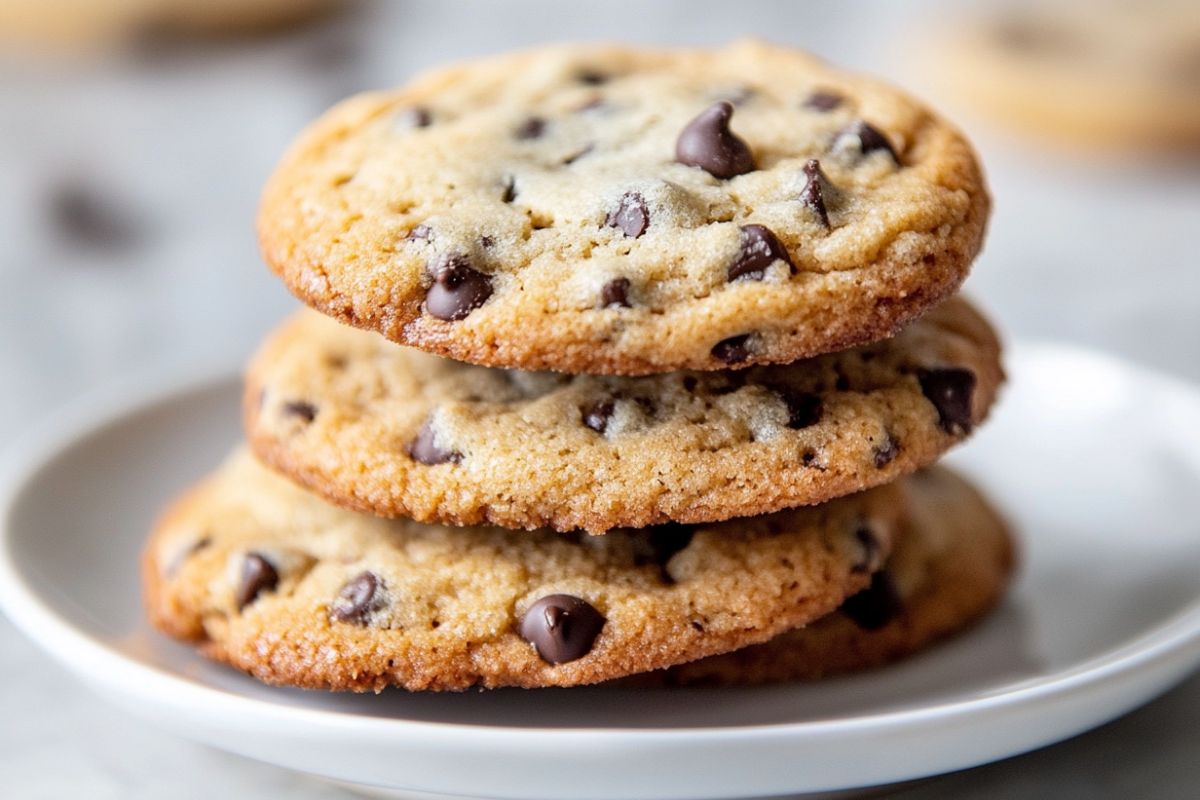 Soft and chewy cream cheese chocolate chip cookies fresh from the oven.