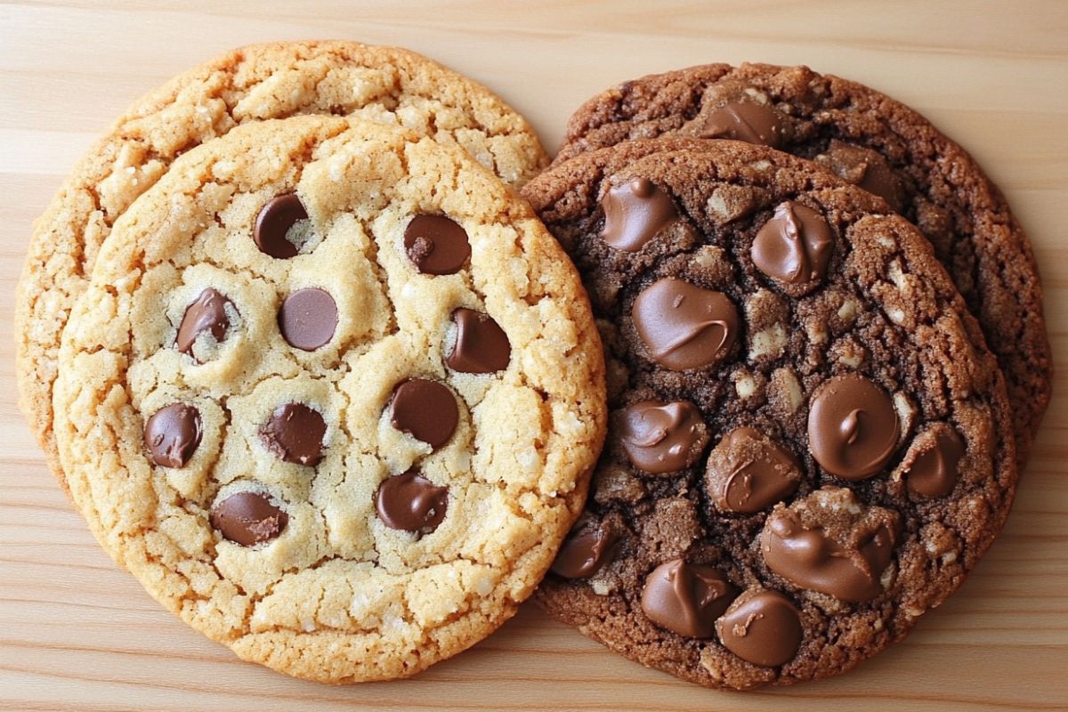 Chewy and crunchy cookies side by side, showcasing texture differences