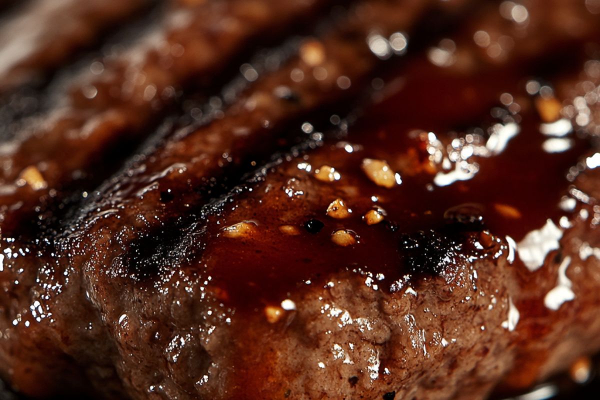 Burger patty with Worcestershire sauce mixed into ground beef for added flavor and moisture