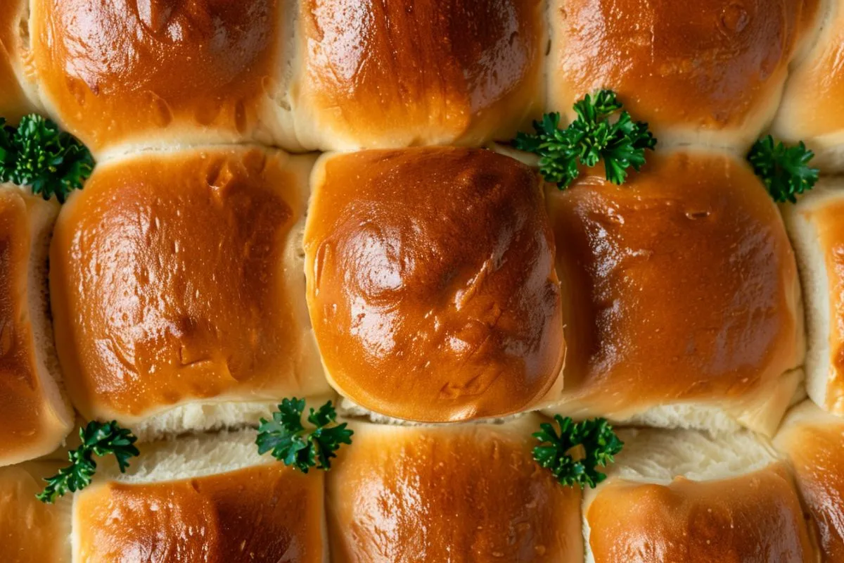 Soft and sweet Loven Hawaiian rolls showing their golden-brown texture.