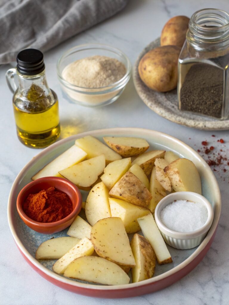 Here’s everything you need to make these mouthwatering Air Fryer Potato Wedges: